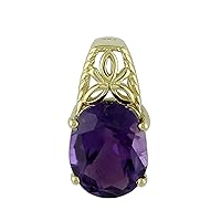 Amethyst Natural Gemstone Oval Shape Pendant 925 Sterling Silver Anniversary Jewelry | Yellow Gold Plated