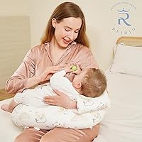 Multi-Function Nursing Pillows 2 in 1 Detachable Design Breastfeeding Pillow with Arm Pillow & Adjustable Waist Strap Baby Support Cushion Removable Pillowcase with Portable Handle (Bear)