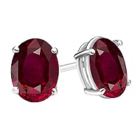 Dazzlingrock Collection 6X4 MM Each Oval Gemstone Ladies Solitaire Stud Earrings, Sterling Silver