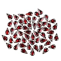 Embroiderymaterial Teardrop Sew on Glass Crystal Rhinestones with D Shape Claws for Craft, Embroidery and Jewellery Making (6 * 8MM, Maroon, 48 Pieces)