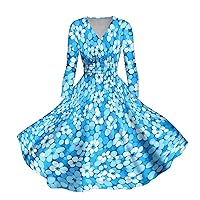 Women's Mini Dresses Casual and Fashionable Gradient Printed Long Sleeved V-Neck Sexy Dress Western, S-5XL