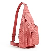 Vera Bradley Women's Cotton Sling Backpack, Terra Cotta Rose - Recycled Cotton, One Size