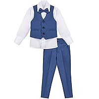 Lilax Boys Formal 4 Piece Dress Shirt, Pants and Tie and Vest Suit Set