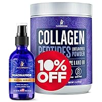InstaSkincare Collagen Bundle - Niacinamide Facial Serum 2Oz - Collagen Peptides Powder for Women 1Lb