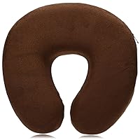AliceInter U Shaped Slow Rebound Memory Foam Travel Neck Pillow for Office Flight Traveling Cotton Soft Pillows (ฺBrown)