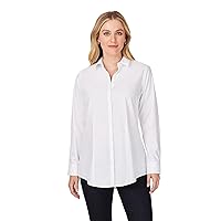 Foxcroft Women's Plus Size Thea Long Sleeve Solid Ppo Blouse