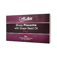 CellLabs Sheep Placenta with Grape Seed Oil Plus 15,000mg (30 Capsules), Beauty & Skin Supplement, Anti-Wrinkle & Slow Down Aging Process, Promotes Skin Elastic, Rich in Antioxidants