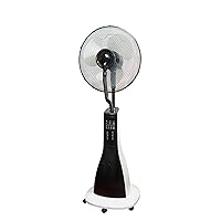 XBrand Oscillating Pedestal Fan with Mist, Misting Fan for Home, Office, Patios with Timer & Remote Control, 47 Inch Height,Black and White