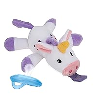 Nuby Calming Natural Flex Snuggleez Pacifier with Plush Combo Set for Cuddling with Comfort, Unicorn