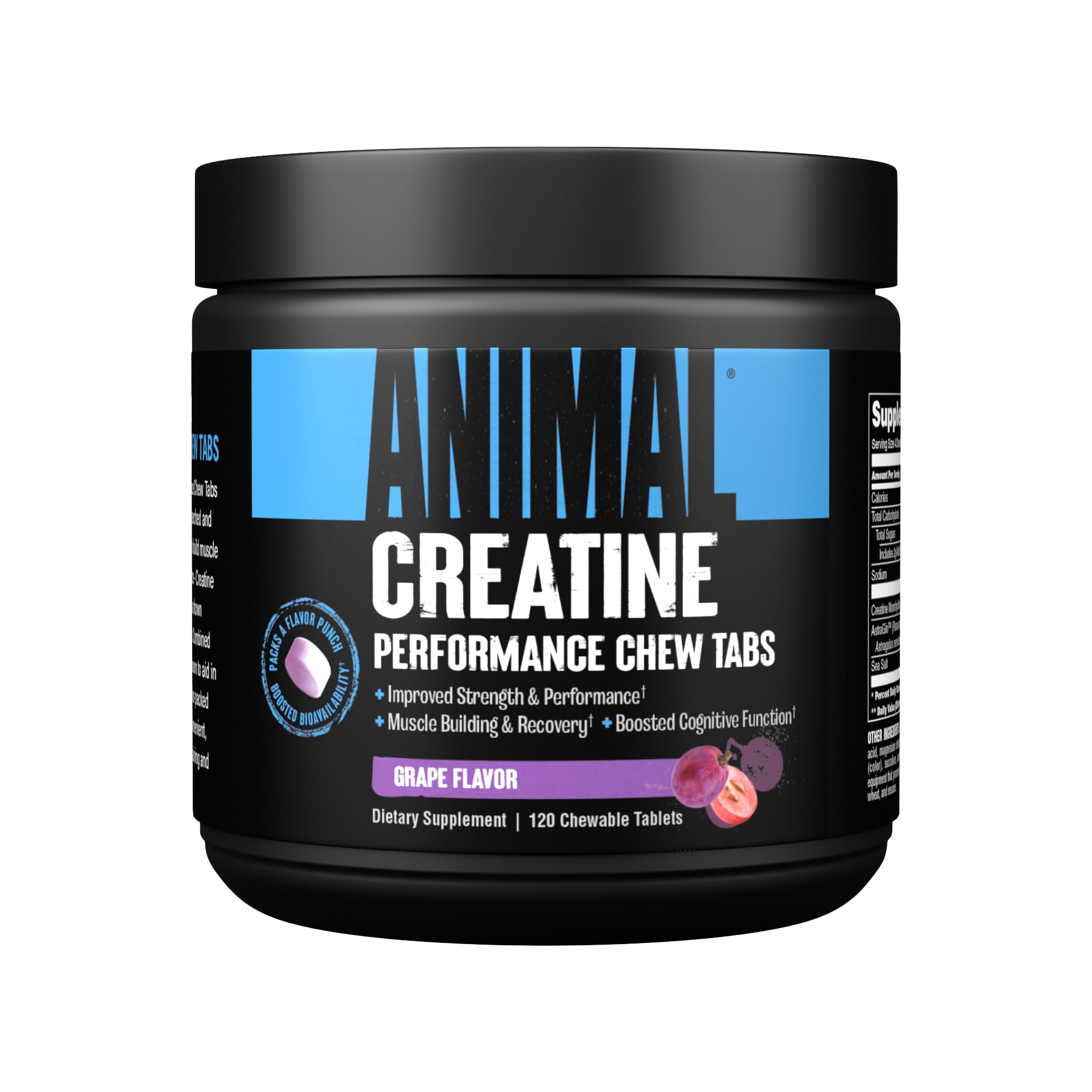 Animal Creatine Chews Tablets - Enhanced Creatine Monohydrate with AstraGin to Improve Absorption & Juiced Aminos - 6g BCAA/EAA Matrix Plus 4g Amino Acid Blend for Recovery and Improved Performance