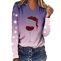 Button T Shirt Women Merry and Bright Shirt Print Tree T Shirt Holiday Graphic Tee Womens Lightweight Long Sleeve