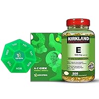 Kirkland Signature Vitamin E 180mg (400 IU), 500 Softgels Bundle Exclusive Vitamins & Minerals - A to Z - Better Light&Spring Guide (2 Items)
