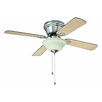WC42BNK5C1 Wyman Collection 42-Inch Ceiling Fan with Five Reversible Ash/Walnut Blades and Single Light Kit with Frosted White Glass