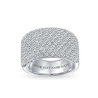 Personalized Micro Pave AAA Cubic Zirconia Cocktail Anniversary Wide CZ Pave Anniversary Statement 1/2 Eternity Wedding Band Ring For Women Rose Gold Plated .925 Sterling Silver Customizable
