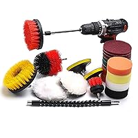 Power Scrubber Convenient 22 PCS Drill Brush Attachment Kit Cleaning Set for Car/Bathroom/Floor Surface/Bathtub/Shower Tile Corner/Kitchen Cookware (Color: Multi-colored, Size: Free size)