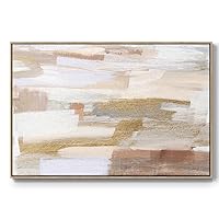 Renditions Gallery Abstract Wall Art Paintings & Prints Elegant Beige & Gold Quartz Floater Framed ArtWork for Home Kitchen Bedroom - 25