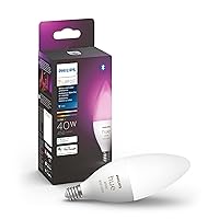 Smart 40W B39 Candle-Shaped LED Bulb - White and Color Ambiance Color-Changing Light - 1 Pack - 450LM - E12 - Control with Hue App - Works with Alexa, Google Assistant and Apple Homekit
