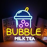 LUCUNSTAR Bubble Milk Tea Neon Signs Boba Tea Led Sign Drink Display Neon Sign for Wall Decor Dimmable Acrylic Milk Tea Light Up Sign Neon Light for Living Room Shop Office Bedroom Gift for Kids Girls Boys Christmas Birthday