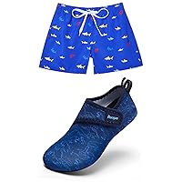 Racqua Boys Water Beach Shoes Little Kid Blue Dinosaur 10.5-12 Boys Swim Shorts Quick Dry Board Shorts Beach Trunks Shark Size 5/6