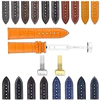 Ewatchparts 17-24mm Leather Strap Band Deployment Clasp Compatible with Bulova