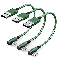 Short Lightning Cable 7 Inch 3 Pack, [Apple MFi Certified] 90 Degree iPhone Charging Cable Nylon Braided Short USB to Lightning Cord Compatible for iPhone 14 13 12 11 Pro Max XS XR X 8 7 6 iPad, Green
