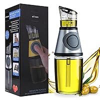 250mll/8.5Oz Olive Oil Dispenser with Measurements , Black Cooking Scaled Oil Dispenser Bottle for Kitchen, Clear Glass Oil Bottle Drip-Free Spouts