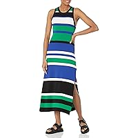 The Drop Women's Gabriela High Neck Cut-in A-line Side-Slit Maxi Sweater Dress