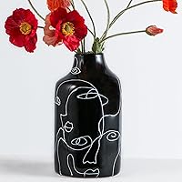 Ceramic Vase Irregular face Design Decorative Flower Vase for Home Decor Living Room, Home, Office, Centerpiece,Table and Wedding B-Black