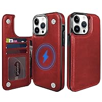 TopPerfekt Wallet Case for iPhone 14 Pro Max, Compatible with MagSafe, Wireless Charging, Leather Card Holder Kickstand Protective Cover Magnetic Phone Flip Case for iPhone 14 Pro Max 6.7