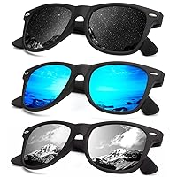 KALIYADI Polarized Sunglasses for Men and Women Matte Finish Sun glasses Color Mirror Lens UV Blocking (3 Pack)