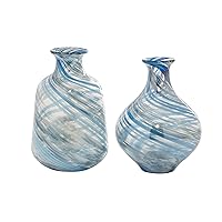 Deco 79 Glass Handmade Decorative Vase Blown Centerpiece Vases, Set of 2 Flower Vases for Home Decoration 7