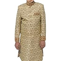 Mens Golden Wedding 2 Pc Indo Western Suit Designer IN0226