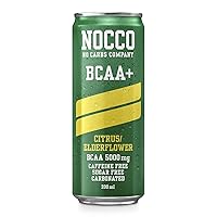 Nocco BCAA Energy Drink 330ml Caffeine Free - Citrus/Elderflower, Pack of 12