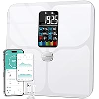 ABLEGRID Body Fat Scale,Digital Smart Bathroom Scale for Body Weight,Large LCD Display Screen,16 Body Composition Metrics BMI,Water Weigh,Heart Rate,Baby Mode,400lb,Rechargeable(Black+White)