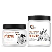 Lots of Love HydrADE and Kelp Powder Bundle - Hydrade Electrolytes for Dog & Cat Dehydration (8oz) and Kelp Powder Organic Kelp Supplement (16 oz)