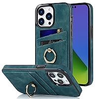 Ring Holder Straight Edge Wallet Leather Phone Case for Samsung Galaxy S22 S21 S20 Ultra Plus FE Back Cover, Card Holder Stand Soft Shell Bumper(Green,S22 Ultra)