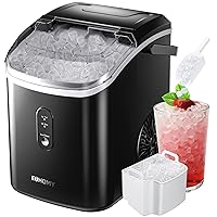 Nugget Ice Maker Countertop with Handle, Ready in 6 Mins, 34lbs/24H, Removable Top Cover, Auto-Cleaning, Portable Sonic Ice Maker with Basket and Scoop, for Home/Party/RV/Camping. (Black)