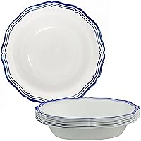 Elegant Aristocrat Collection White/Royal Blue Soup Bowls - 7.5
