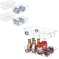 Vtopmart 4 Pack Snack organizer bins+Fridge Organizer Bins on Wheels