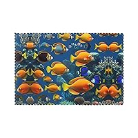 The Underwater World Tropical Fish Print Placemats for Dining Table Set of 6, Heat Resistant,Easy to Clean Non-Slip Place Mats