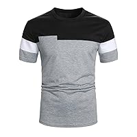 OYOANGLE Men's Casual Short Sleeve Colorblock Crewneck Tee Shirt Tops