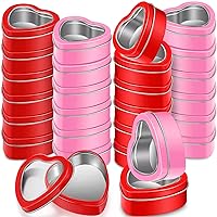 Peryiter 100 Pcs Metal Heart Tins 2 oz Heart Shaped Tins with Lids Empty Candle Jars for Making Candles Wedding Mother's Day Party Favors Candies Gifts Boxes, Red Pink