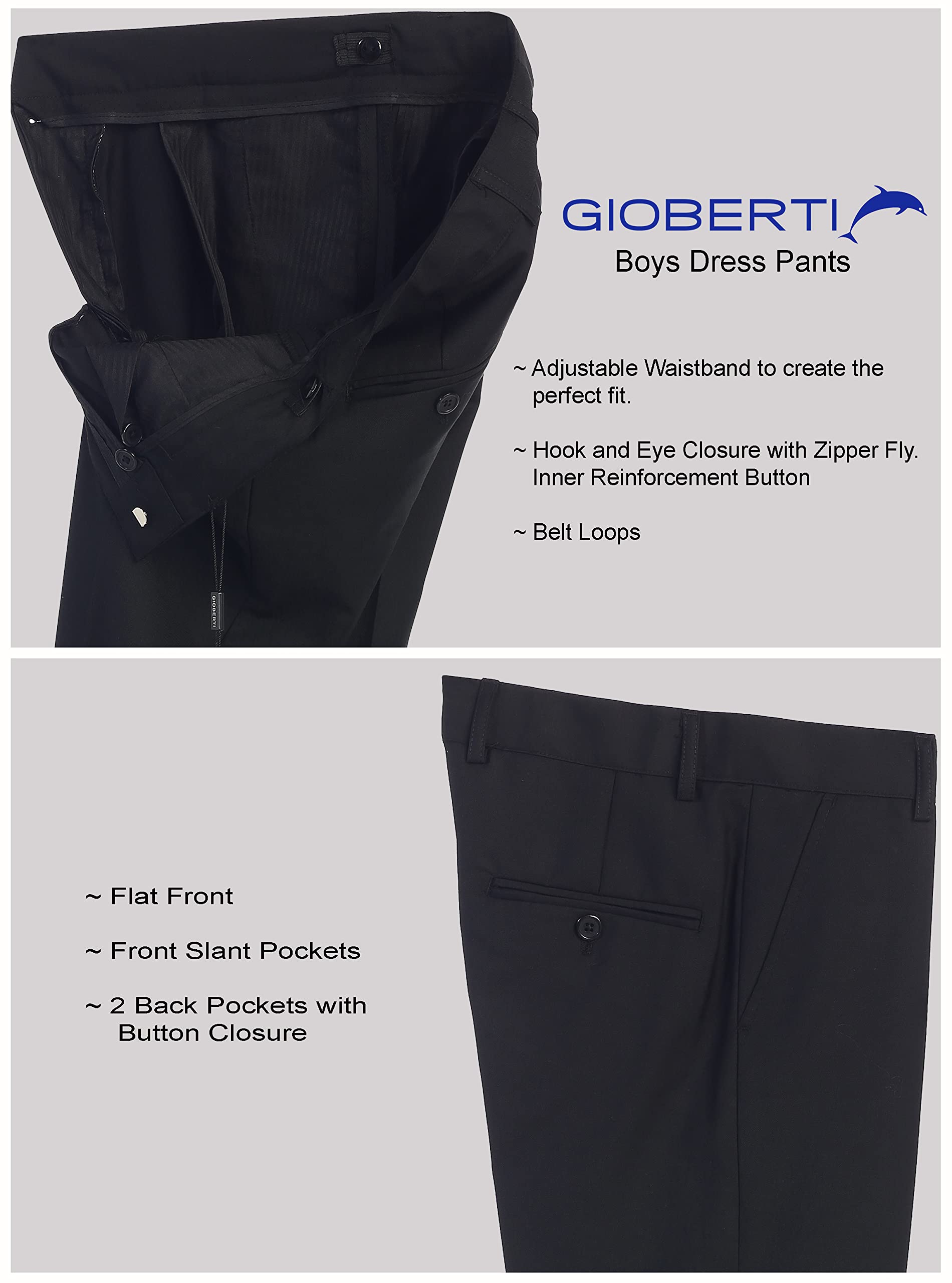 Gioberti Boys Flat Front Dress Pants