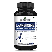 L Arginine 1000 mg Supplement, Nitric Oxide Booster - for Energy, Muscle Growth, Heart, Vascularity & Strength - Men & Women, 90 Veg Capsules