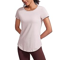 CRZ YOGA Women's Pima Cotton Sports T-Shirt Short Sleeve Workout Shirts Crewneck Running Yoga Top