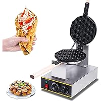 Commercial Egg Waffle Maker Bubble Waffle Maker Stainless Steel Body Egg Belgian Waffle Maker Professional Bubble Egg Waffles Cake Machine Waffle Baker Temperature and Time Control