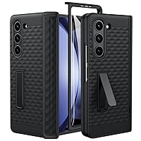 NULETO for Samsung Galaxy Z Fold 5 Case [3D Ergonomic Design] with Kickstand and Hinge Protection, Wireless Charging Z Fold 5 Phone Case with Built-in Stand and Screen Protector, Black
