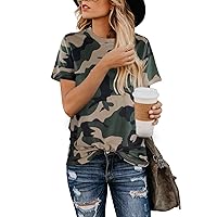 Blooming Jelly Womens Leopard Print Tops Short Sleeve Round Neck Casual T Shirts Tees