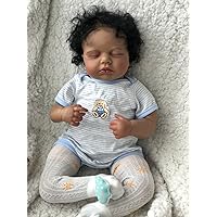 Anano Sleeping Reborn Baby Dolls Boy 20 Inches Realistic Newborn Baby Doll Silicone Baby Doll African American Baby Boy Rooted Hair Real Looking Doll Toys for Age 3+ Birthday Gift