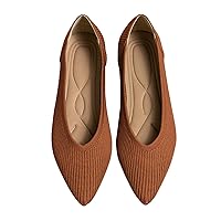 Women's Flats Shoes Pointed Toe Knit Ballet Comfortable Dressy Slip On Flat
